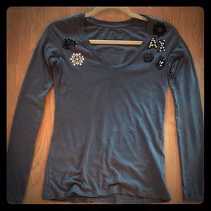 Armani Exchange gray embellished long sleeve